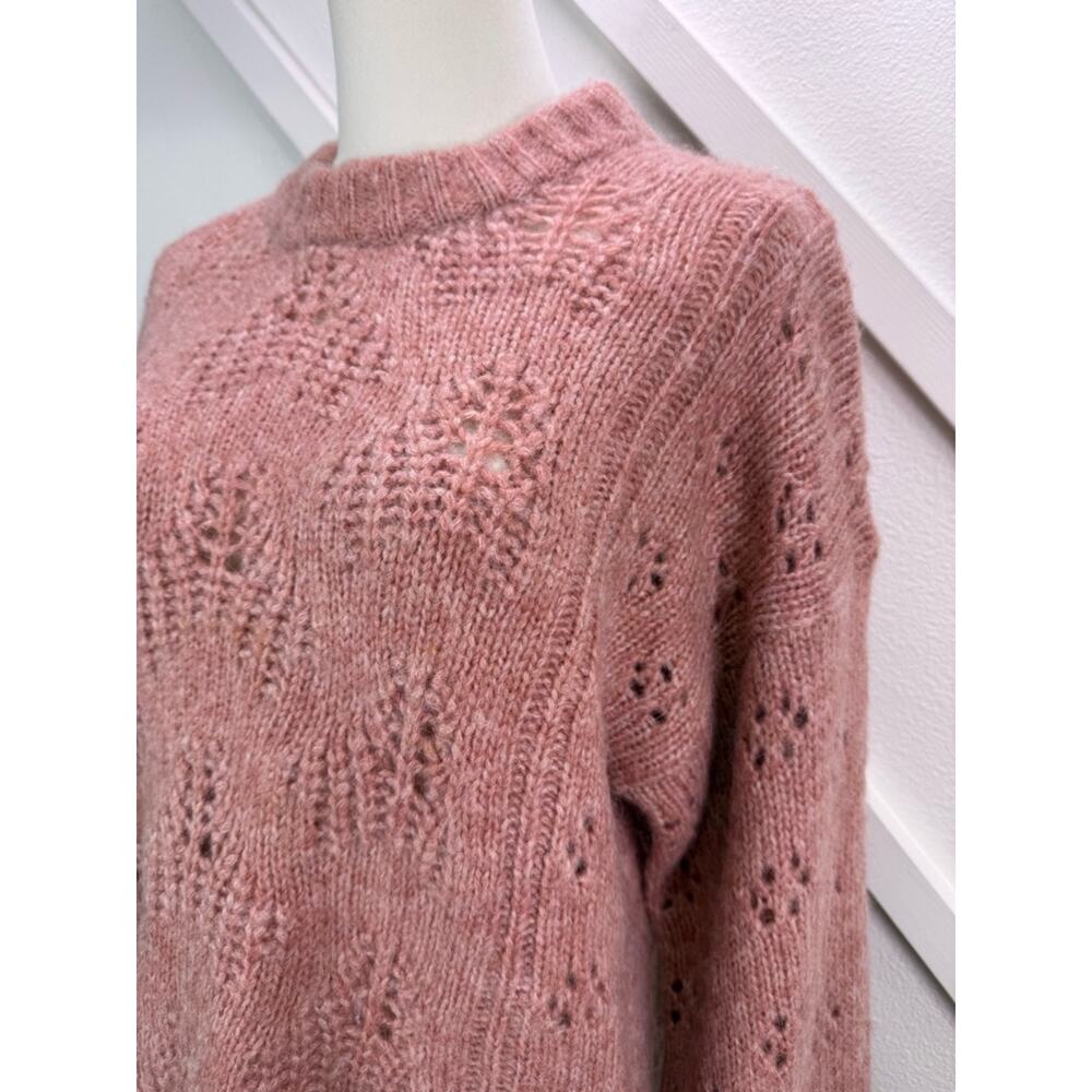 Joie Revolve Lihui Wool Alpaca Sweater in Tulip Balloon Sleeve Pointelle Small - Picture 3 of 11